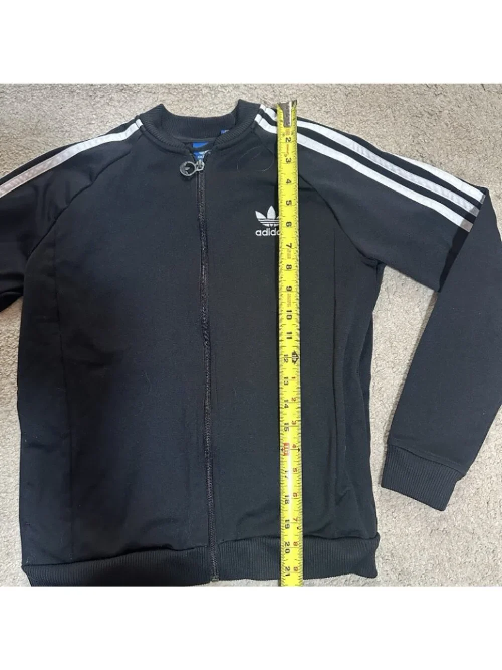Adidas Track Jacket Girls Medium (11-12) Black With White Stripes Full Zip - Picture 3 of 12